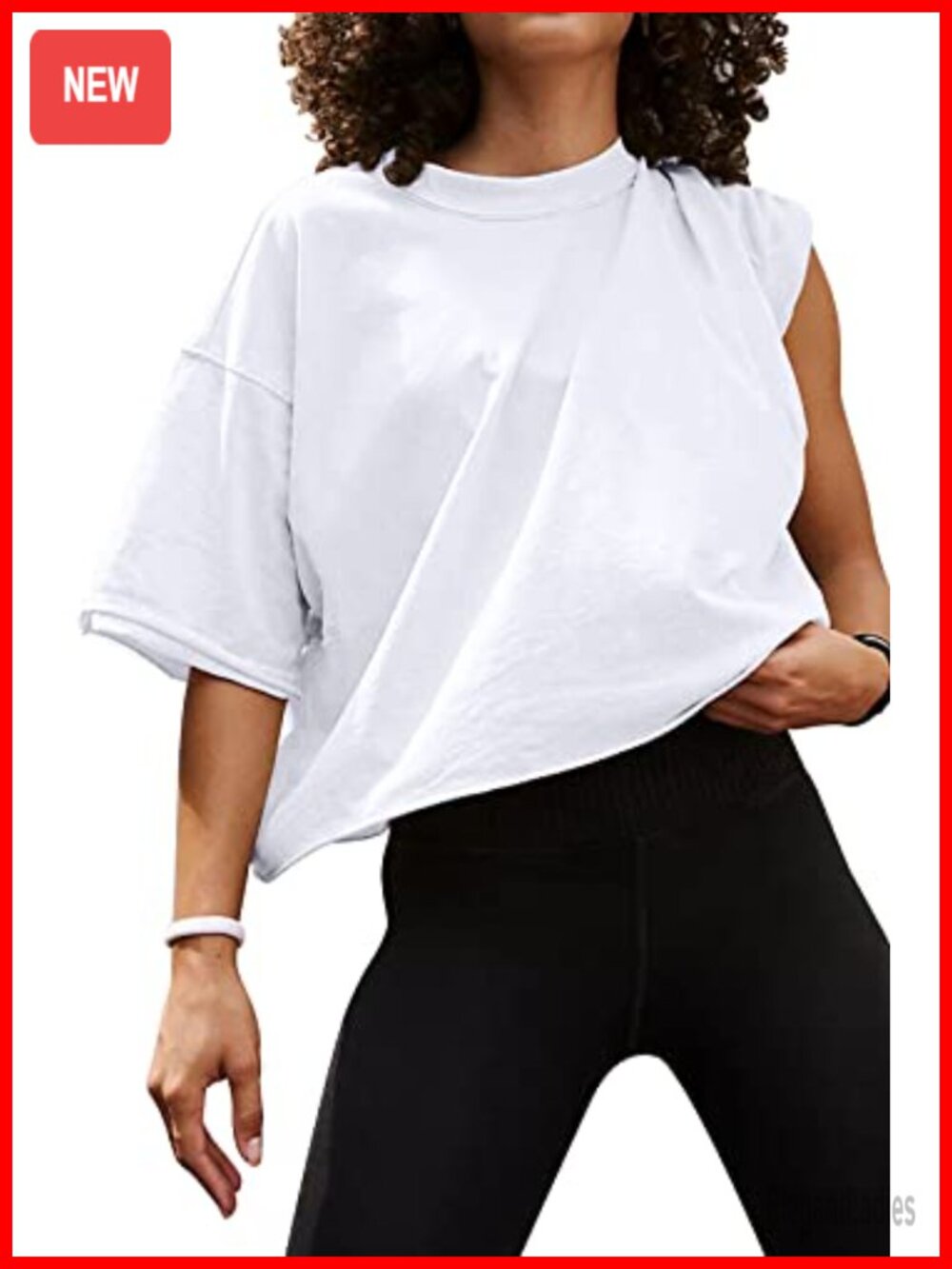 Oversized Crop Top Short Sleeve Boxy Roll Hem Workout Casual Tee